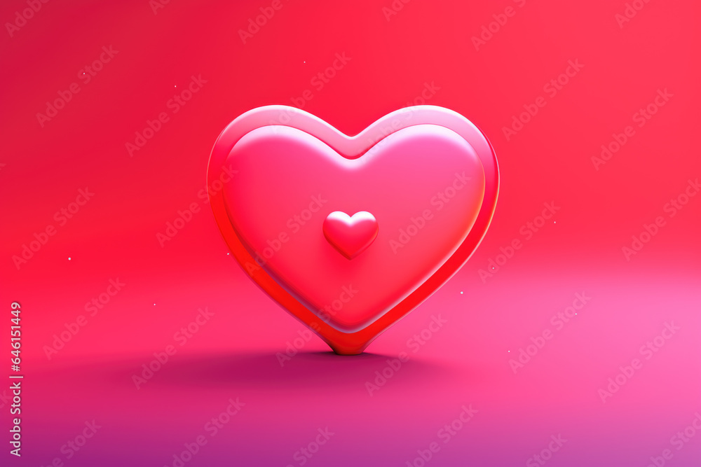 Heart-shaped object is depicted on vibrant pink background. Convey love, romance, or affection. Perfect for Valentine's Day cards, wedding invitations, or any design that requires touch of sweetness.