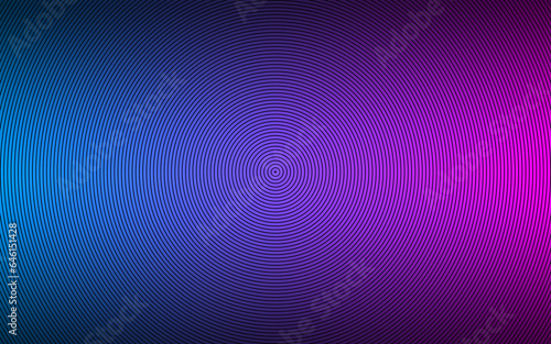 Blue and pink abstract circle background. Black circles on grey background with colorful gradient. Simple geometric pattern
