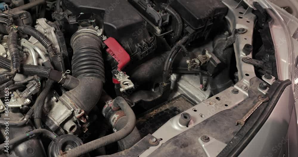 Removing old battery from car Removing old battery from car