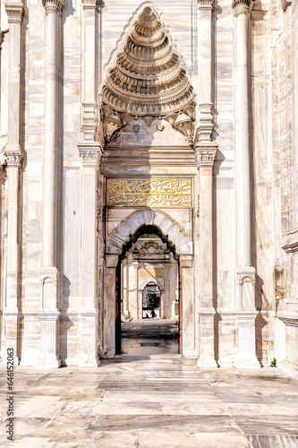 Istanbul, Turkey - July 22,2023: The architecture of the Nuruosmaniye Mosque in Istanbul
