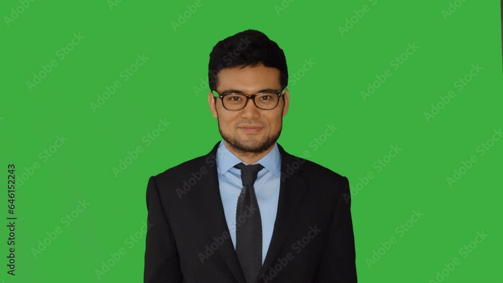 Asian Man Standing isolated on green screen background Asian Man Standing isolated on green screen background