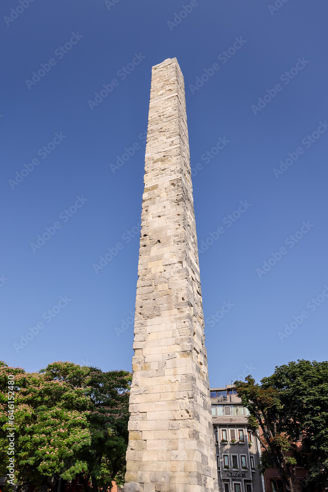 Istanbul, Turkey - July 22,2023: The park built amongst the remains and obelisks of the ancient Hippodrome in Istanbul
