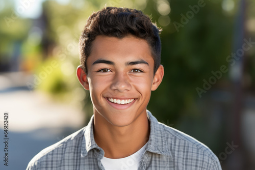 Young man is captured smiling for camera. This versatile image can be used in various contexts.
