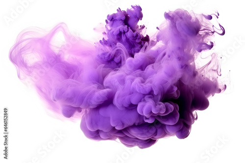 Purple Smoke Dust Explosion: A Fiery Burst of Vibrant Colors and Dynamic Energy separated on white background, brilliant smoke clouds on white background, generative ai