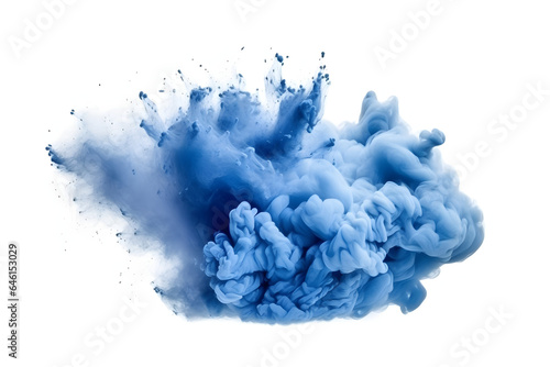Blue Smoke Dust Explosion: A Fiery Burst of Vibrant Colors and Dynamic Energy separated on white background, brilliant smoke clouds on white background, generative ai