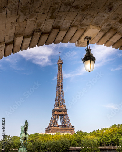 Paris, France - May 27, 2023: Eiffel tower seen from arch of Bir Hakeim bridge in Paris © JEROME LABOUYRIE