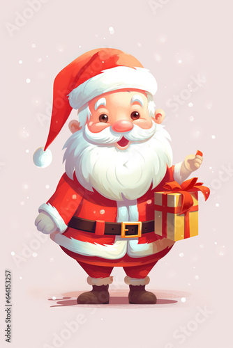 Clip Art San ta Claus with presents. Christmas illustration.