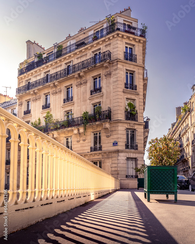 Fototapeta Naklejka Na Ścianę i Meble -  Paris, France - May 28, 2023: Haussmann buildings in Saint Lazare district in Paris