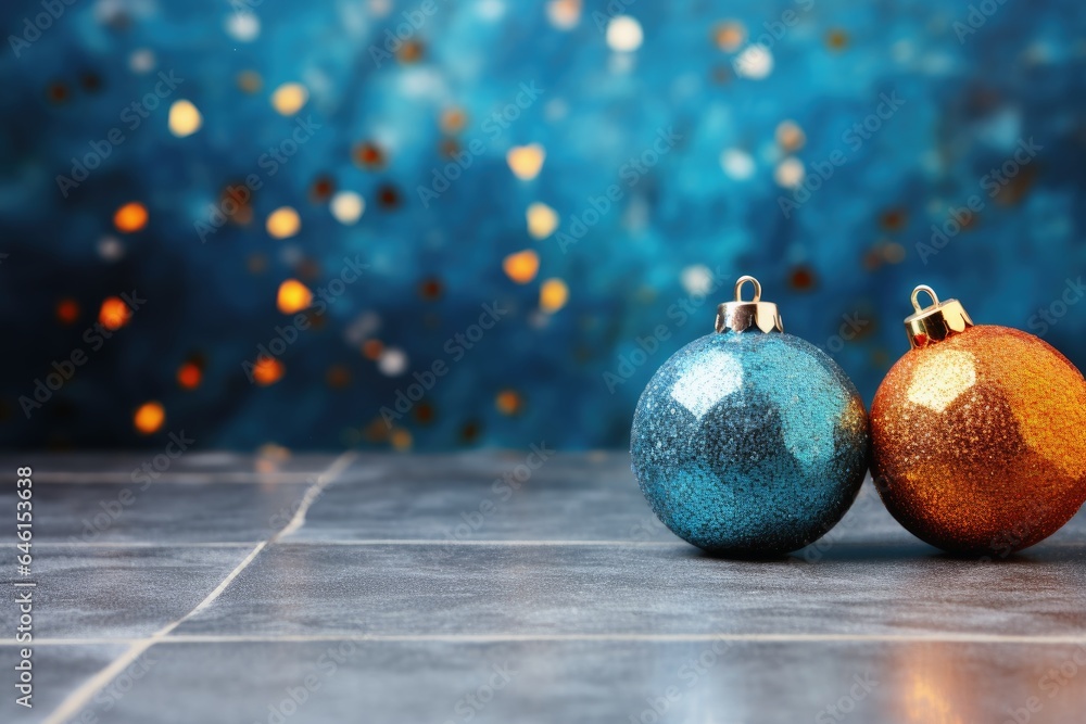 A festive christmas bauble decoration background with copy space. A festive christmas bauble decoration background with copy space.