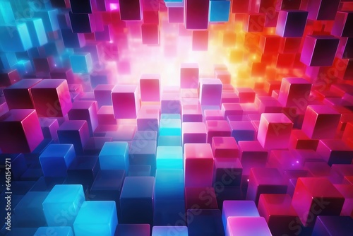 Colorful fantasy 3D cube shaped background.