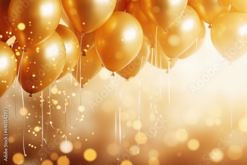 Golden party ballons and happy new year background.