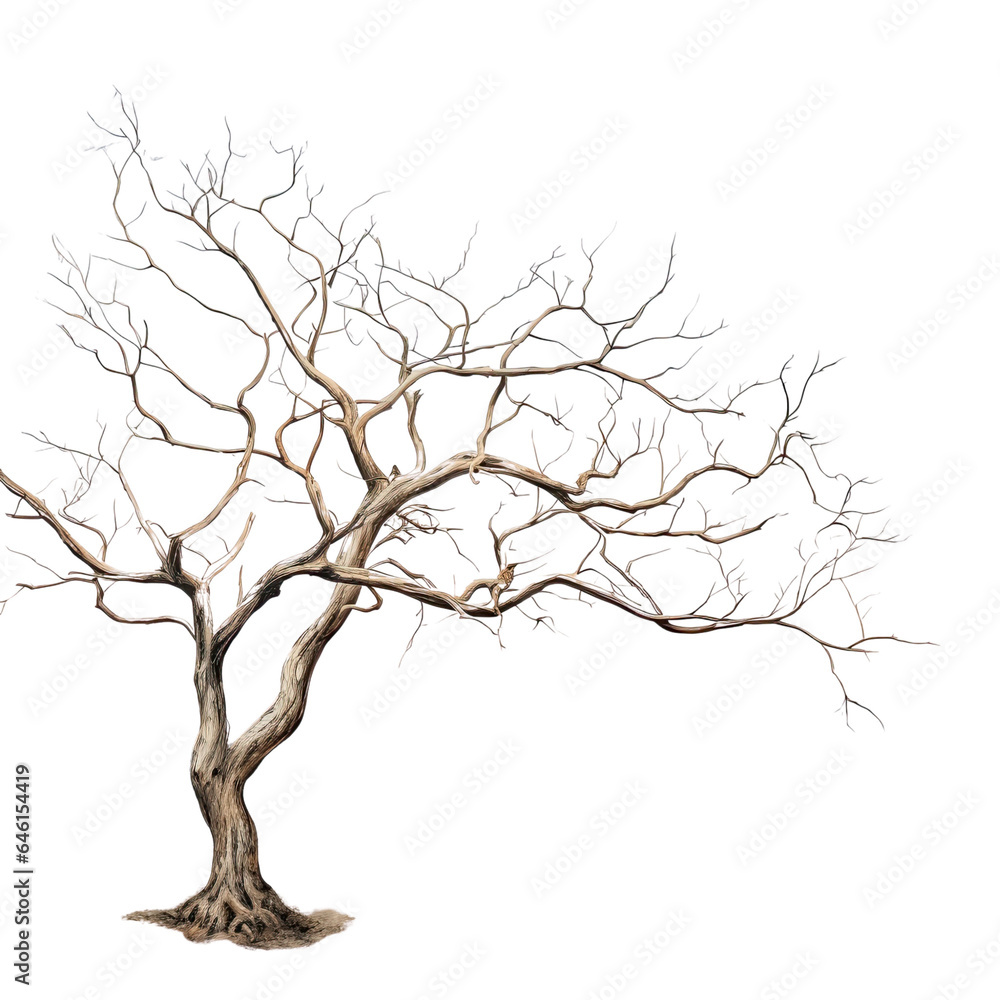 A withered tree by the coast with stretching branches transparent background A withered tree by the coast with stretching branches transparent background