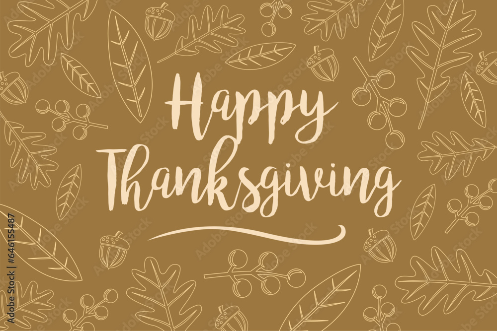 Fall Leaves Happy Thanksgiving Horizontal Vector Illustration 1 Fall Leaves Happy Thanksgiving Horizontal Vector Illustration 1
