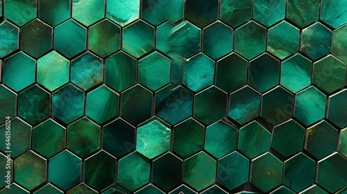 Wallpaper Mural Emerald green mosaic square tile pattern, tiled background Torontodigital.ca