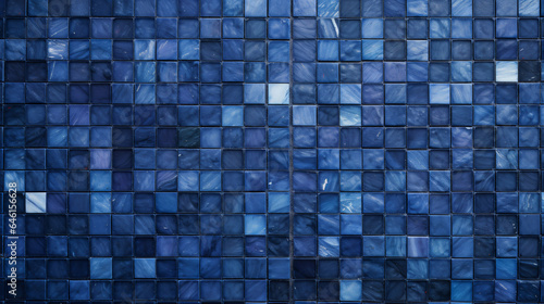 Navy blue mosaic square tile pattern, tiled background 
