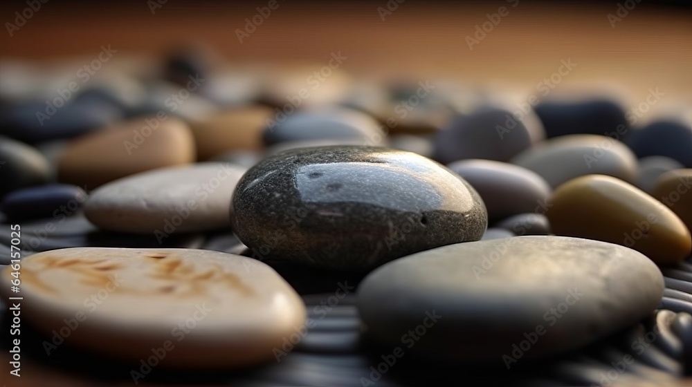 Zen pebble stones. Created with Generative AI technology.