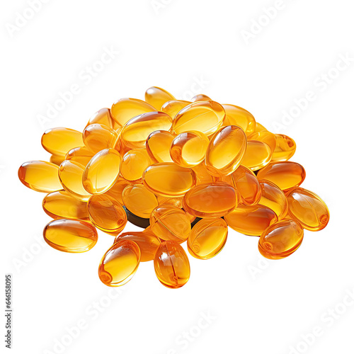 Yellow supplement derived from cod liver oil transparent background