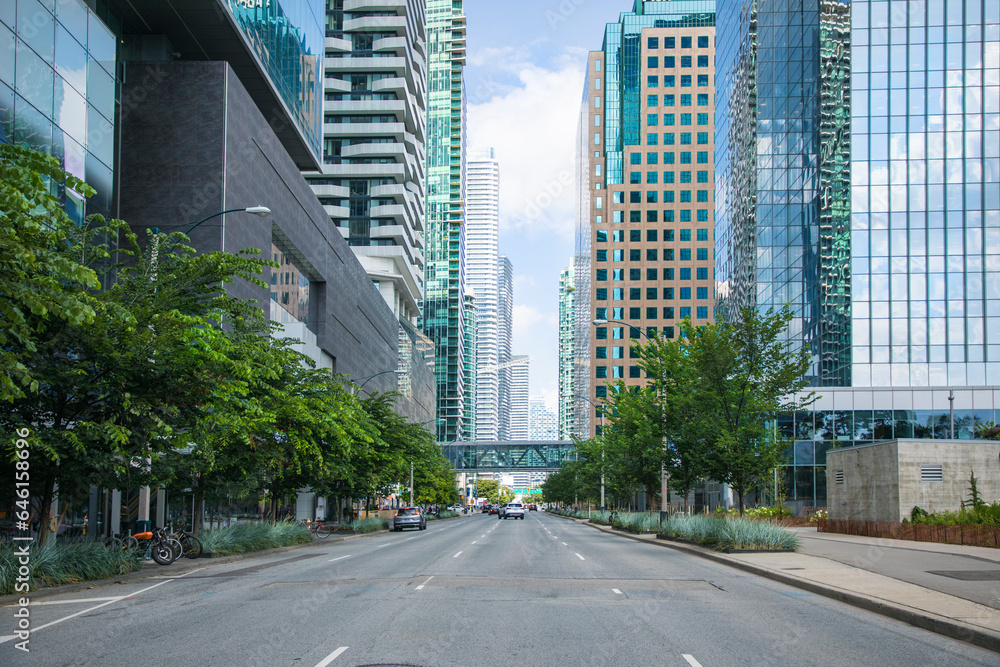 Beautiful view of the street in Downtown Toronto, Canada
