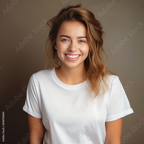 Happy and smiling Woman wearing stylish white t shirt 