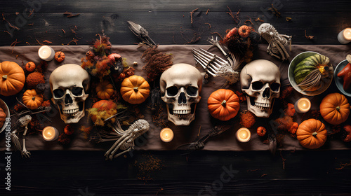 Skull and pumpkin backgrounds for Halloween. Original Halloween skulls and pumpkins. Creative and dark backgrounds.