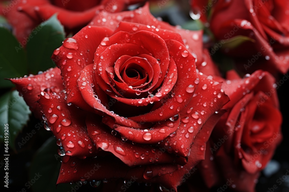 rose with water drops on petals rose with water drops on petals