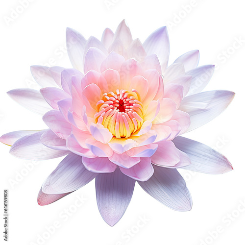 Vibrant closeup of a solitary water lily transparent background