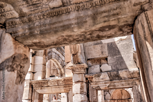 Ephesus, Turkey - July 24, 2023: Sights and architectural details of the ruins at Ephesus Turkey
