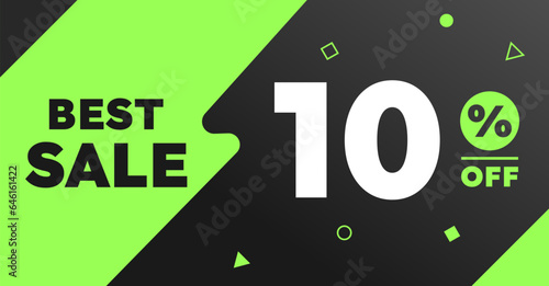 10% percent best sale banner black light green neon