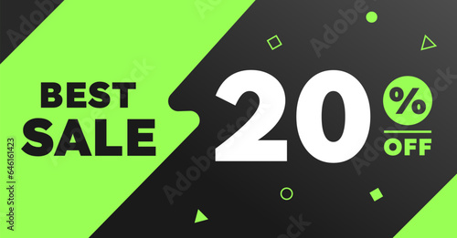 20% percent best sale banner black light green neon