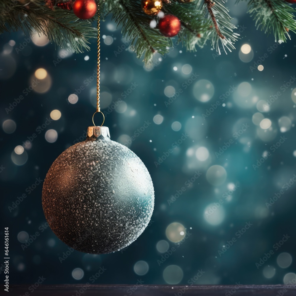 Fir branches and colorful glass balls on dark grunge background with copy space, Christmas or New Year decoration. Fir branches and colorful glass balls on dark grunge background with copy space, Christmas or New Year decoration.