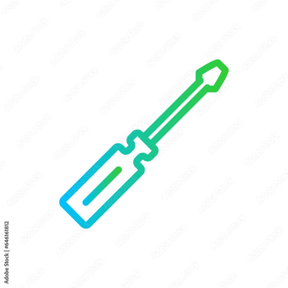 Screwdriver motor service and garage icon with blue and green gradient outline style. screwdriver, repair, work, tool, service, wrench, equipment. Vector Illustration Screwdriver motor service and garage icon with blue and green gradient outline style. screwdriver, repair, work, tool, service, wrench, equipment. Vector Illustration