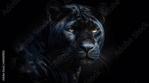 Front View of Panther on Dark Background Predator Series Digital Art