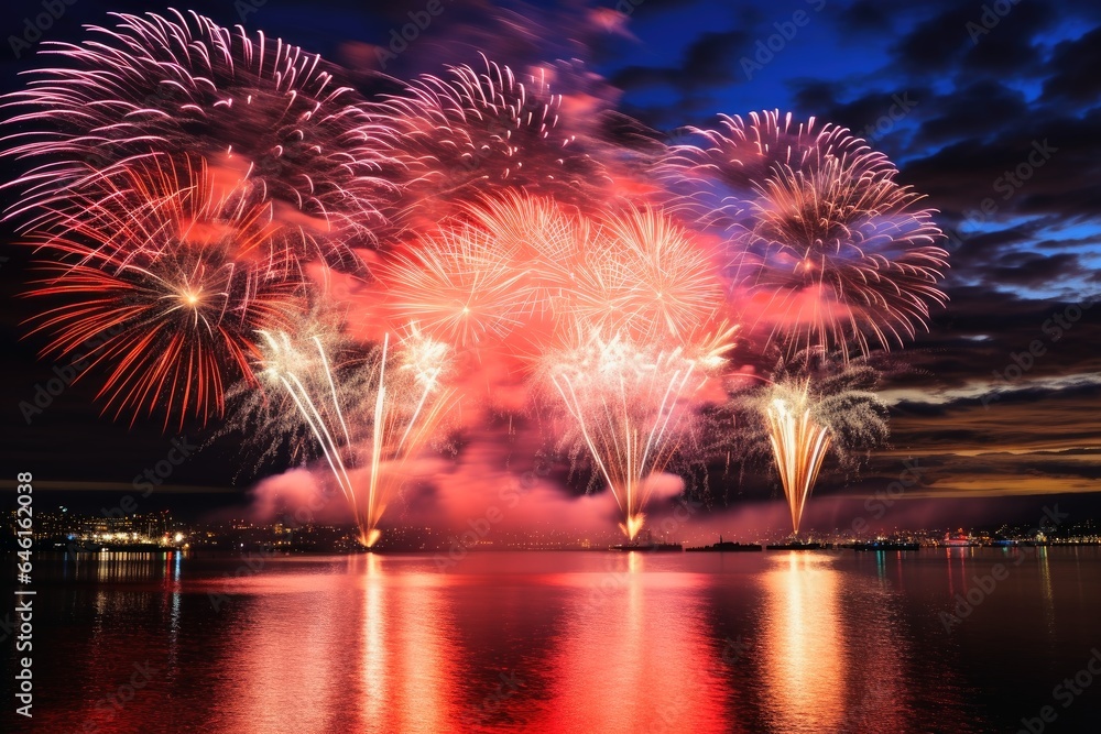 Fototapeta premium An impressive happy new year fireworks.
