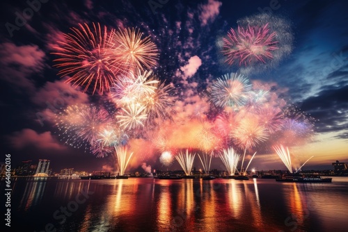 An impressive happy new year fireworks. © Michael