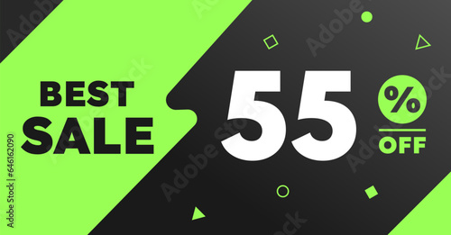55% percent best sale banner black light green neon