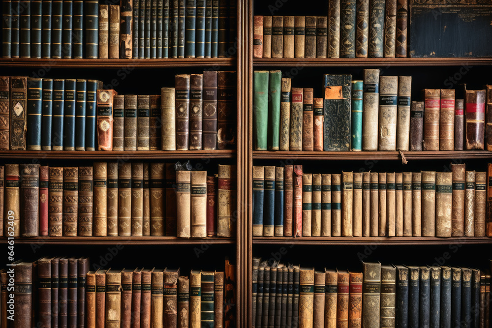 Old books in a shelf background. Old books in a shelf background.