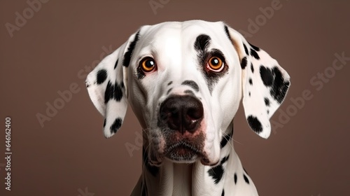 Studio Portrait of a Dalmatian Dog with a Surprised Face Concept of Pet Photography and Dalmatian Breed Created with Technology, generative ai