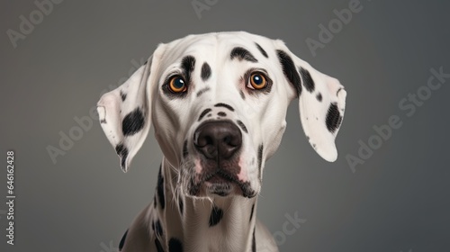 Studio Portrait of a Dalmatian Dog with a Surprised Face Concept of Pet Photography and Dalmatian Breed Created with Technology  generative ai