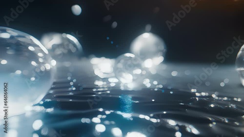 Drops of gallium glittering as they hit a cold surface.