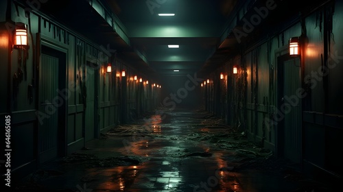 Dark hallway Generative AI