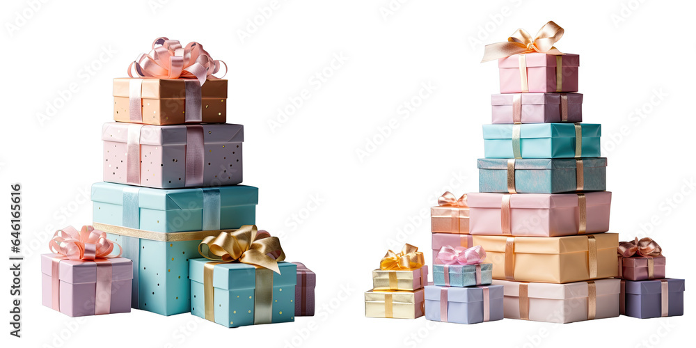 Png Set Studio shot of gift boxes transparent background Png Set Studio shot of gift boxes transparent background