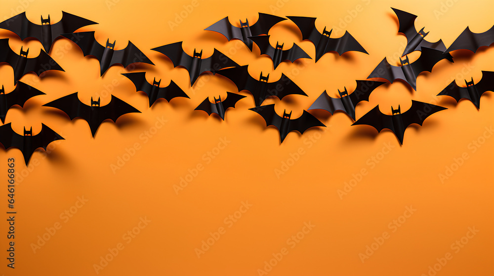 Naklejka premium Paper bats with solid background. Bat decoration for Halloween.