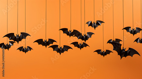 Paper bats with solid background. Bat decoration for Halloween.