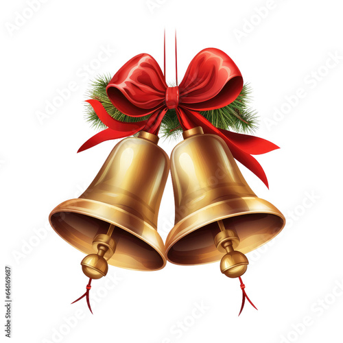 a set of christmas bells isolated on a transparent background, generative ai