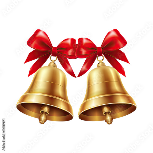 a set of christmas bells isolated on a transparent background, generative ai
