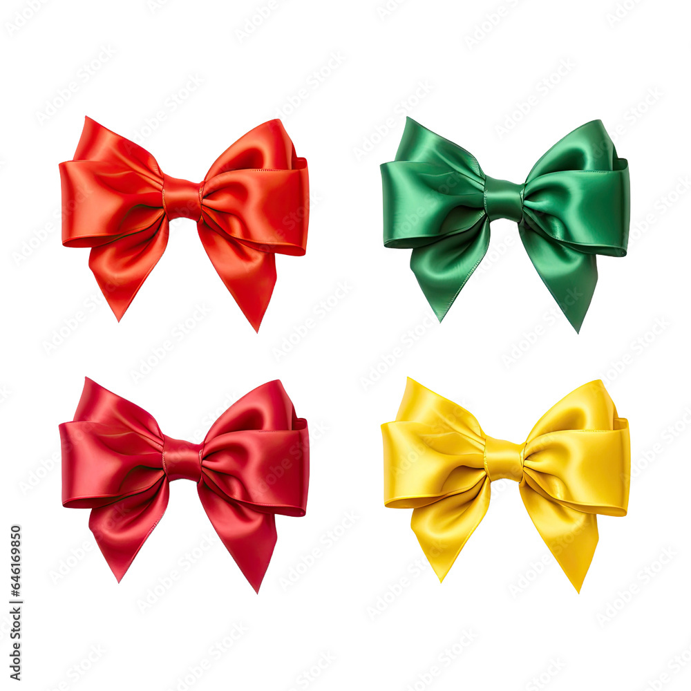 a set of christmas gift ribbons isolated on a transparent background, generative ai a set of christmas gift ribbons isolated on a transparent background, generative ai