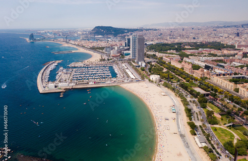 View on picturesque seaside of Barcelona in the Spain outdoors.