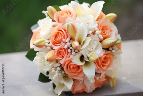 a beautiful bouquet for the bride on her wedding day  Generative AI