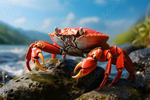 red crab on a rock © SynthArt Studio