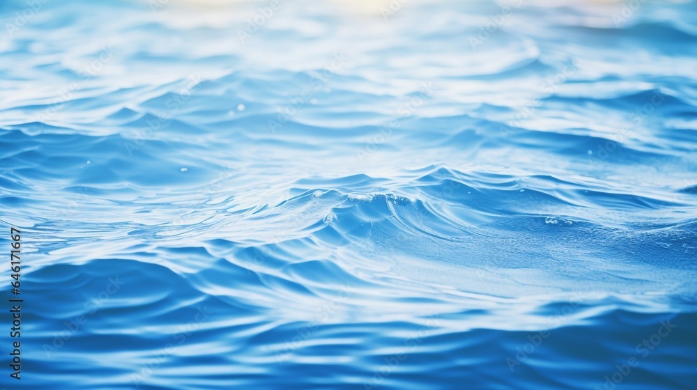 Blue textured background of waves with ripples on the water. Close-up, selective focus, defocus : Generative AI Blue textured background of waves with ripples on the water. Close-up, selective focus, defocus : Generative AI